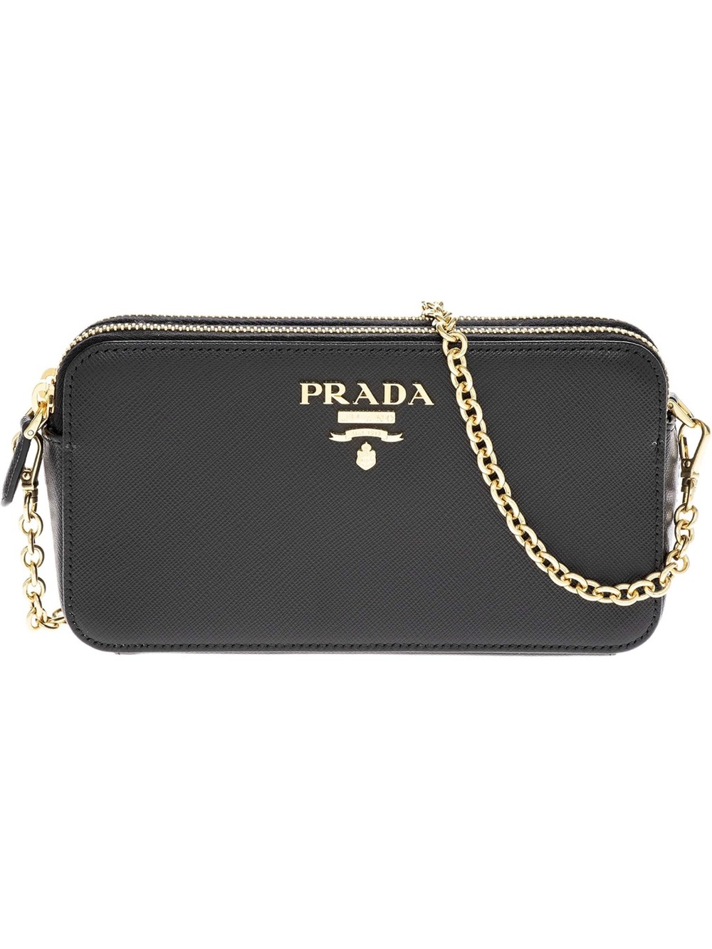Prada Women's Saffiano Leather Mini Double Zip Shoulder Bag